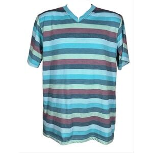 Roadblock Men's B Neck Striped Short Sleeve T-shirt - Size Medium